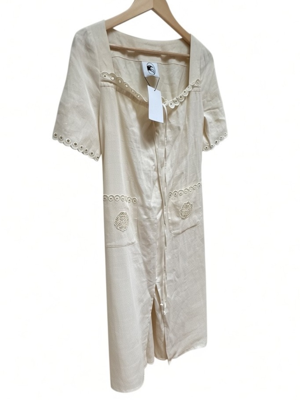 Sleeper Sofia Broderie Anglaise-trimmed Linen Midi Dress - Picture 8 of 16